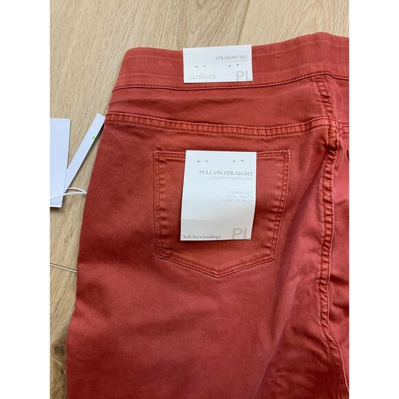 Soft Surroundings Rust Red Slim Straight Jeans Size 14P NWT - Picture 3 of 5